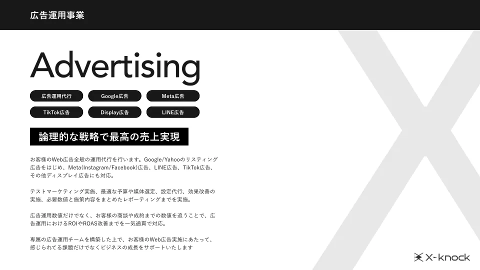 広告運用実績資料の広告運用の概要