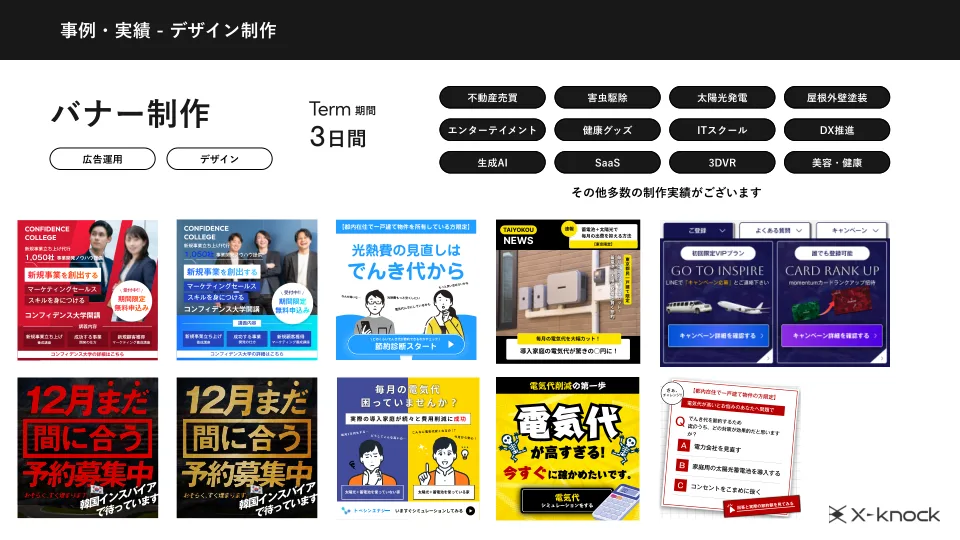 広告運用実績資料のバナー制作事例