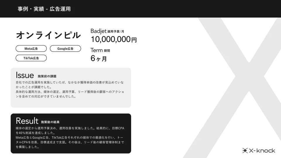 広告運用実績資料の広告運用事例